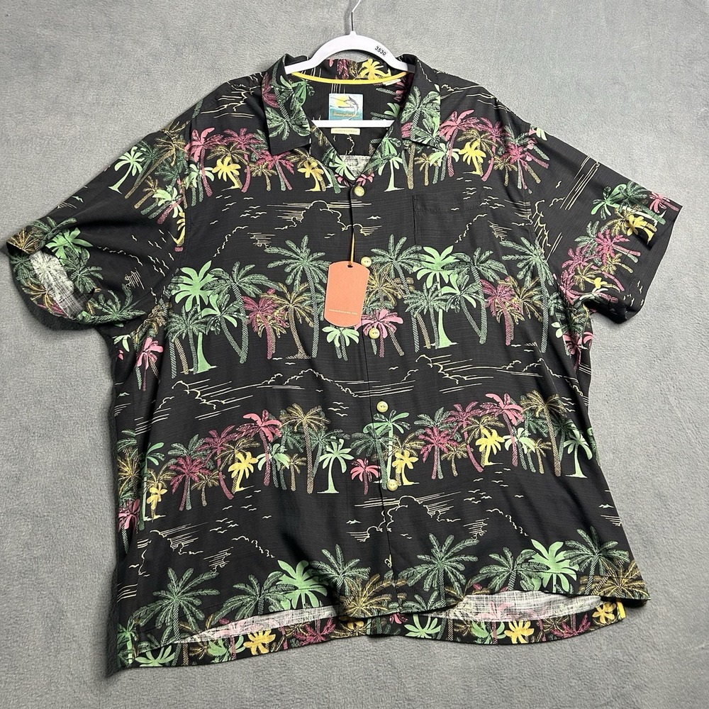 Tommy Bahama Black Tropical Print Casual Button Down Shirt